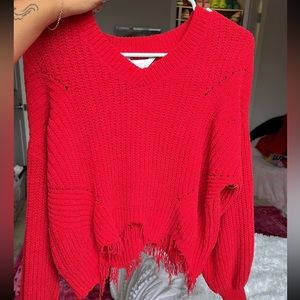 Bright red crop sweater
